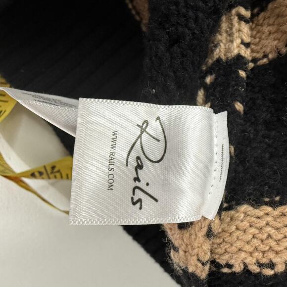 Rails Cardigan Sweater Womens XL Black Camel Stripe Isla Puff Sleeve Button - Picture 6 of 13